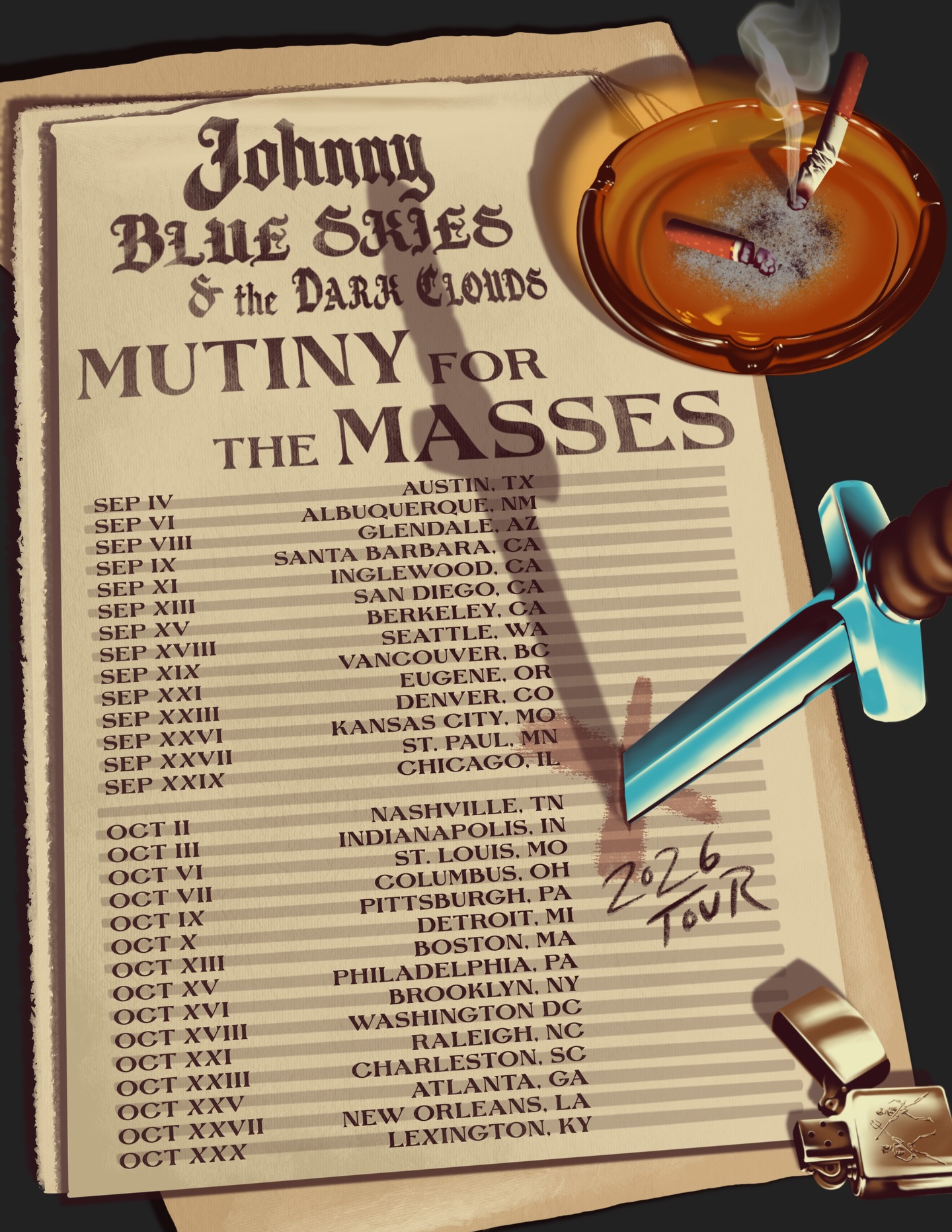Sturgill Simpson Johnny Blue Skies Tour Poster 2026